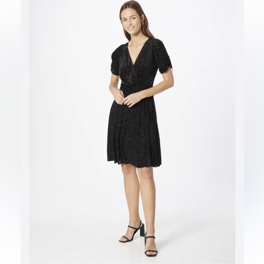 NWT DKNY Black Velvet Polka Dot Dress